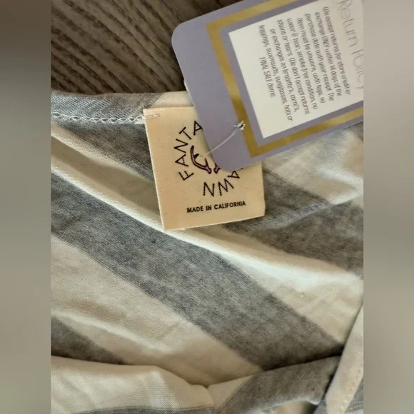 Fantastic Fawn Gray Stripe One Shoulder Mini Dress NWT Women’s size Medium - Picture 7 of 9